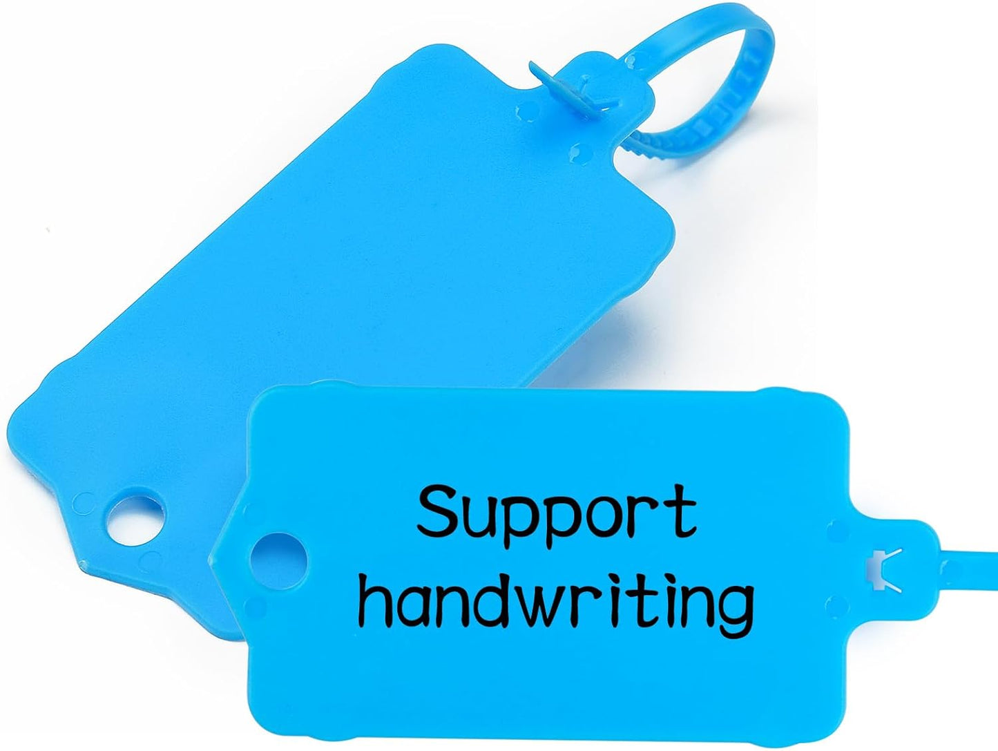 100pcs Blank Plastic Tags for Labeling Reusable Hanging Tags Ties Key Tag Storage Labels Waterproof Plastic Mark Label Writable Hang Sign with One Marker Pen (Blue)-VerdiqueGarden