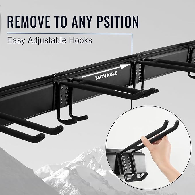 Wall Mount Tool Storage Rack, Heavy Duty Garage Storage Tool Organizer, Garden Tool Wall Hooks and Hangers, Hold Up to 350lbs Black 2Pack, AK806-Black-2Pack-VerdiqueGarden