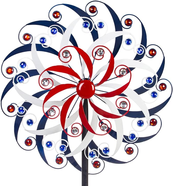 DREAMYSOUL Large Wind Spinners 20" Dia, Metal Patriotic Wind Sculpture Spinner Yard Art for Outdoor Garden Patio Decor-VerdiqueGarden