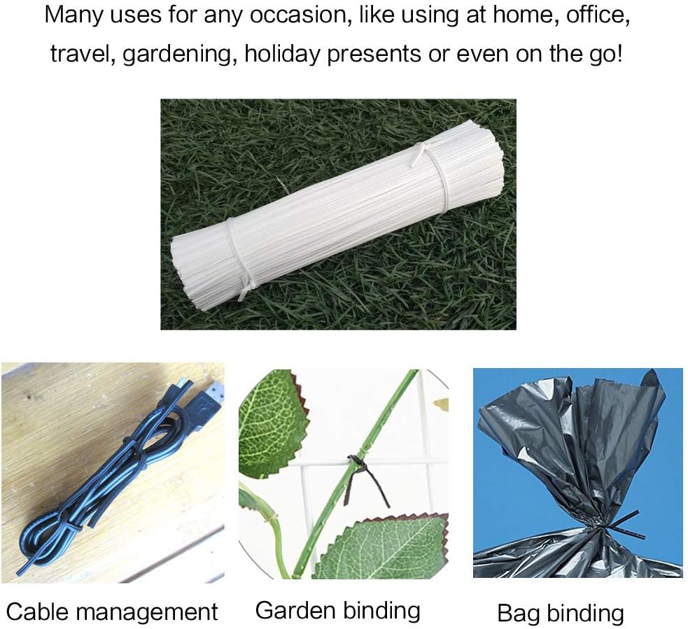 Plastic White Twist Ties 6 inch, Reusable Cable Ties,Long Garbage Bag Twist Ties, Trash Bag Coated Ties, Twisty Ties for Organizing, Plant Hollding, Office, Christmas Tree (500 Pcs)-VerdiqueGarden