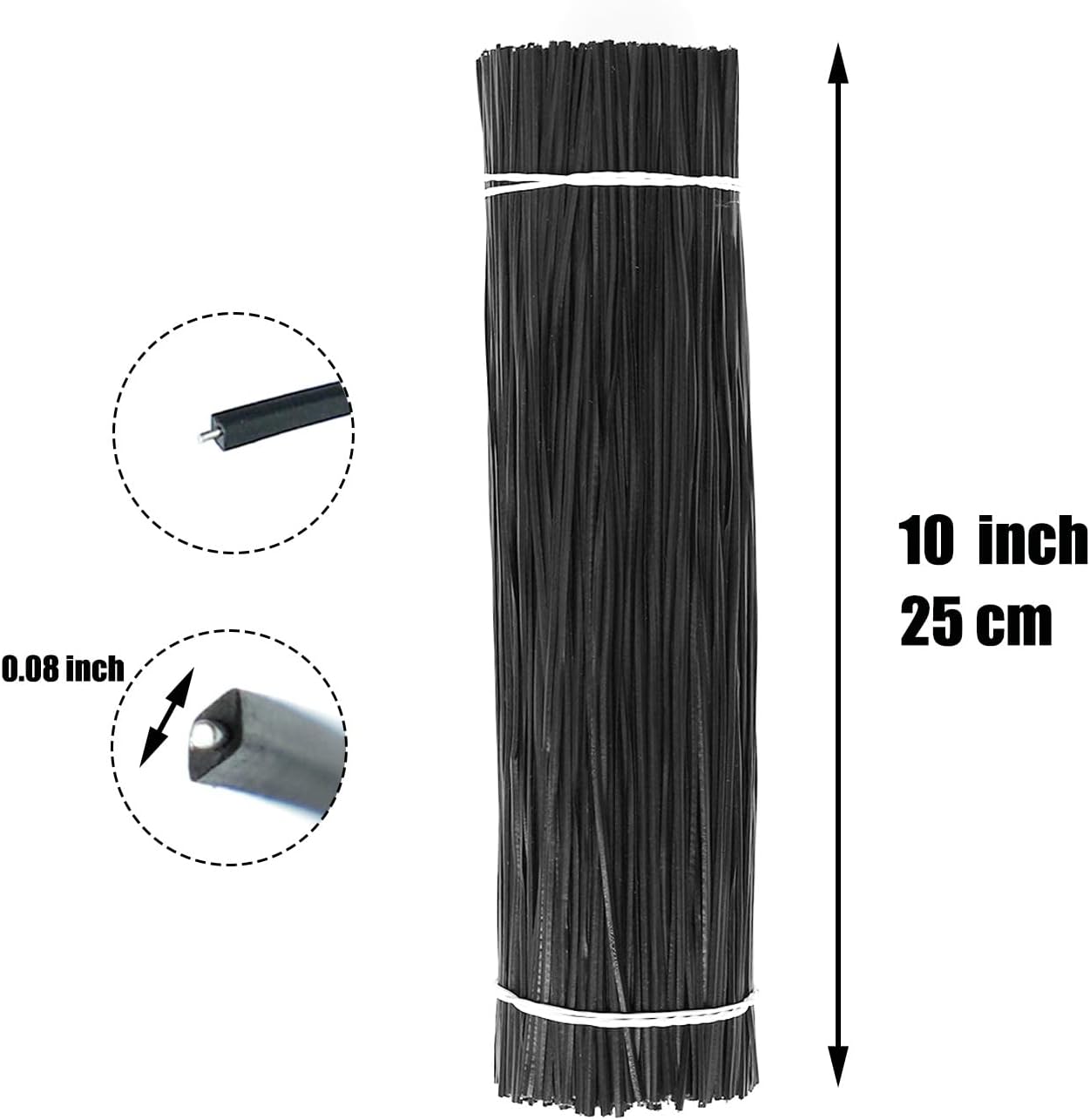 1000 pcs 10 inch Black Cable Twist Ties Plastic Twist Ties with Rugged Metal Innercores Reusable Fastening Cable Cord Wire Ties-VerdiqueGarden