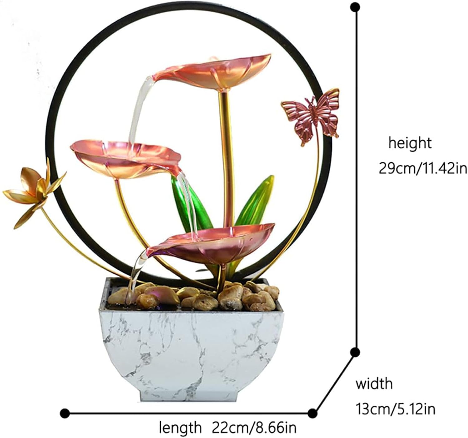 Pink Indoor Table Top Indoor Relaxation Water Fountain, Waterfall, Small Fountains with LED Lights Zen Meditation Fountains.-VerdiqueGarden