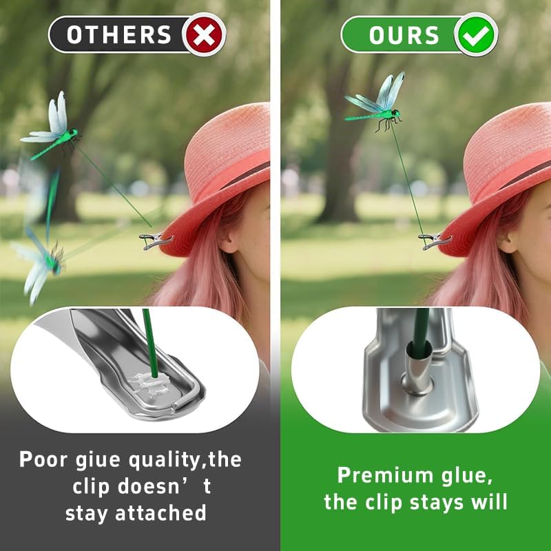 Indoor & Outdoor Fake Dragonfly Rod Clip, Dragonfly Clip Bug, 3D Artificial Dragonfly Hat Clips, Simulated Patio Decor Gardening, Multicolor Waterproof, Easy Attachment (8 Pcs)-VerdiqueGarden
