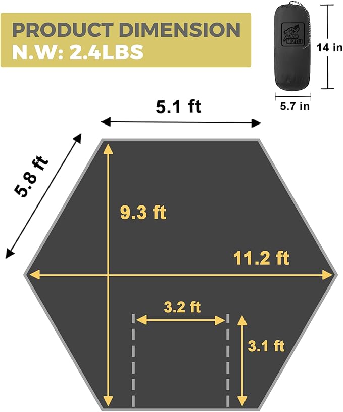 Miztli Camping Hammock -Portable Hammock w/Spacious Net & Tree Straps w/Adjustable Loops, Double and Single Hammock for Outdoor, Indoor, Hiking and Travel-VerdiqueGarden