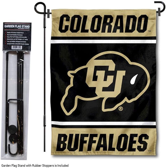 College Flags & Banners Co. Colorado Buffaloes Garden Flag with Stand Holder-VerdiqueGarden