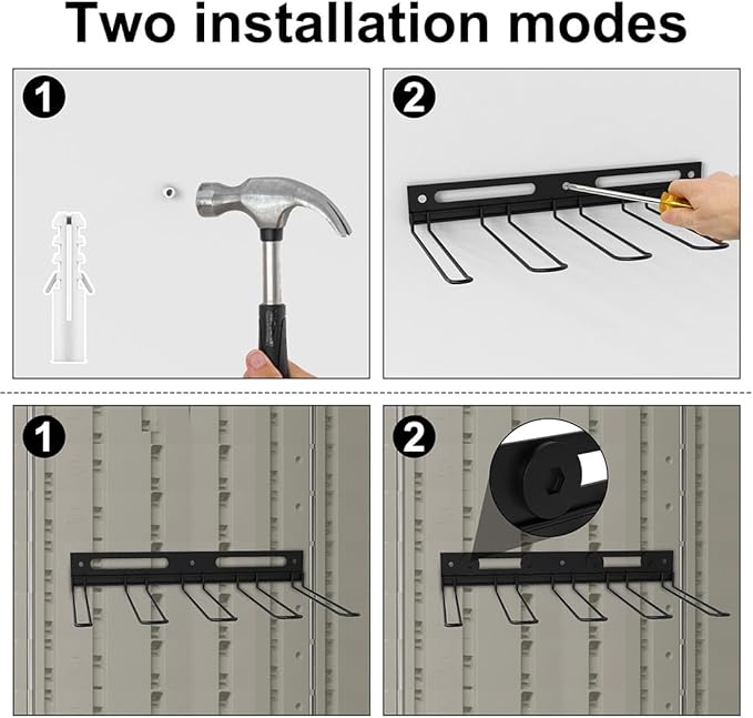 Garage Wall-Mounted Rack, Tool Storage Rack, Shed Shelf, Garden Tool Rack, Hanging Storage Rack for Yard Tools, for Suncast Shed Accessories (2-Pack)-VerdiqueGarden