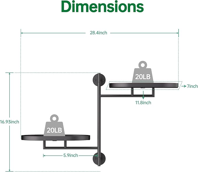 Rotating Window Plant Shelves for Multiple Plants Indoors,2-tier Metal Corner Black Plant Stand Holder Floating Plant Shelf for Wall，Windows Sill Gifts for Plant Lovers to Enhance Home Decor-VerdiqueGarden