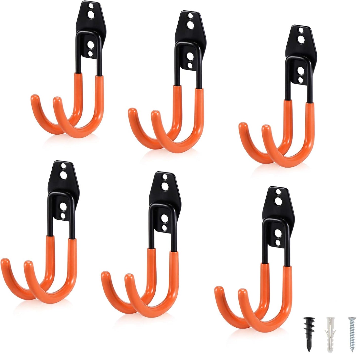AOBEN Garage Hooks Heavy Duty, Steel Garage Storage Hooks, Utility Tool Hangers and Combinable Wall Mount for Organizing Ladders, Bikes, Hoses, and More Equipment (Large J, 6 Pack)-VerdiqueGarden