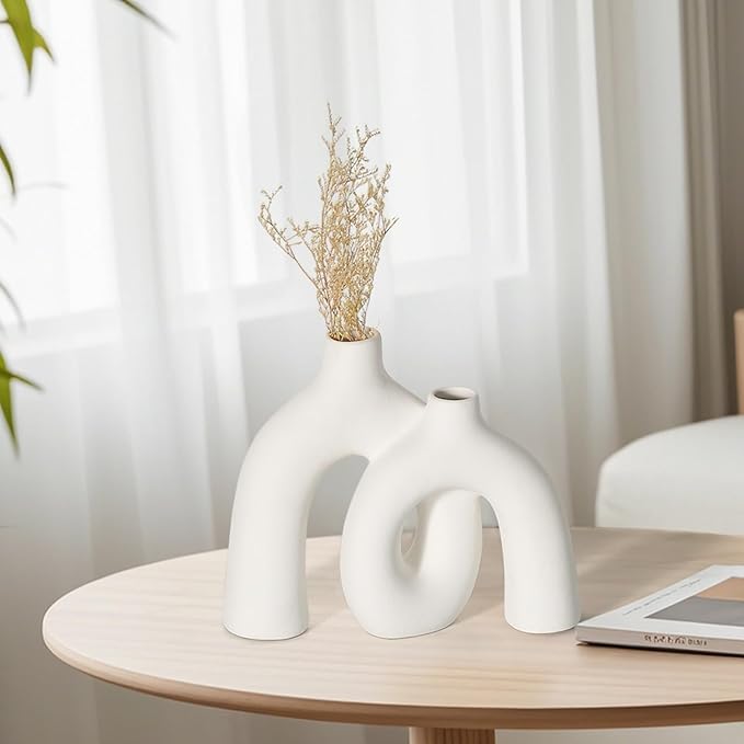 CEMABT Modern Nordic Boho Vase Set - Elegant White Matte Ceramic Home Decor for Living Room, Bookshelf, Mantel, Entryway Table & Console Décor | Shelf Decorations Gift-VerdiqueGarden
