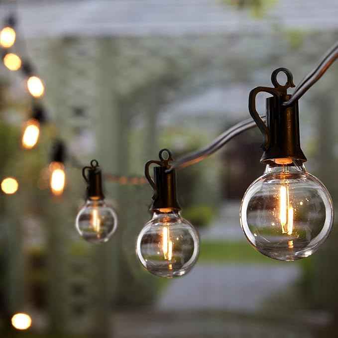 Brightown Outdoor String Lights - Connectable Dimmable LED Patio String Lights with G40 Globe Plastic Bulbs, All Weatherproof Hanging Lights for Outside Backyard Porch (50 ft - 25 LED Bulbs)-VerdiqueGarden