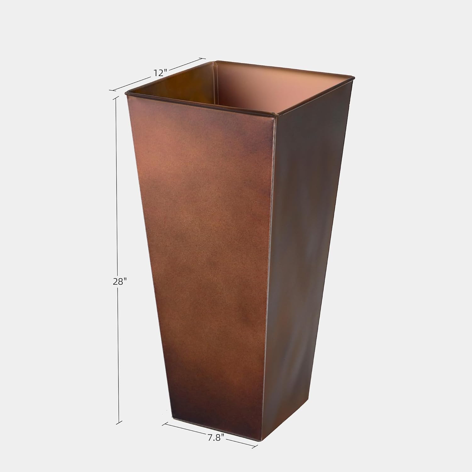 KOL 28''H. Tall Metal Planter with Insert, Set of 2, Galvanized Steel Planter Pots for Indoor & Outdoor Use, Decorative Flower Plant Pots for Front Porch, Patio, Deck - Rust Color-VerdiqueGarden