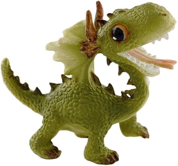 Top Collection Miniature Fairy Garden and Terrarium Statue, Mini Dragon, Green-VerdiqueGarden