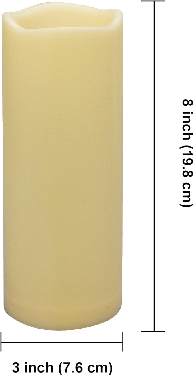 iZAN 1 PCS Outdoor Flameless LED Pillar Candle with Remote & Timer - Long Lasting Waterproof Flickering Battery Operated Electric Candle for Christmas Lantern Party Wedding Decoration 3"x8"-VerdiqueGarden