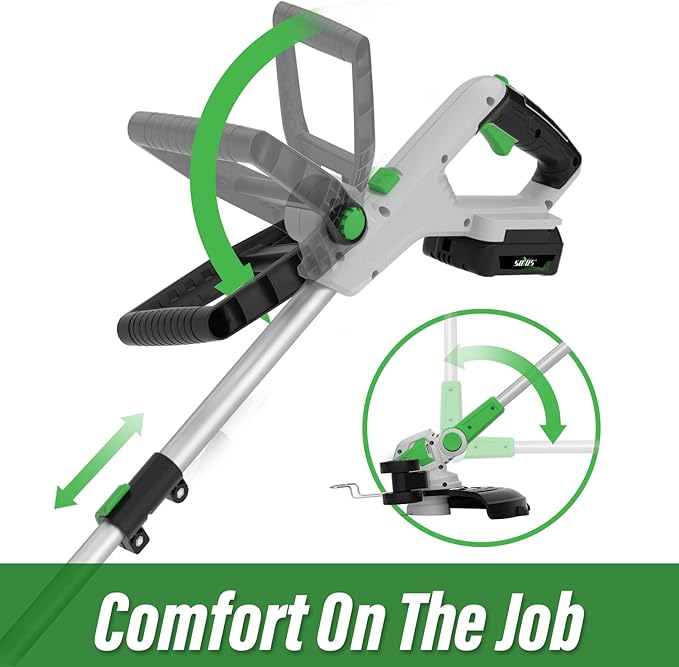 SOYUS Weed Wacker 12 Inch String Trimmer Cordless 20v Electric Weed Wacker, 2 Pcs 2.0Ah Battery Powered Weed Trimmer/Edger, Lightweight Grass Trimmer with 8 Pcs Replacement Spool Trimmer Lines-VerdiqueGarden