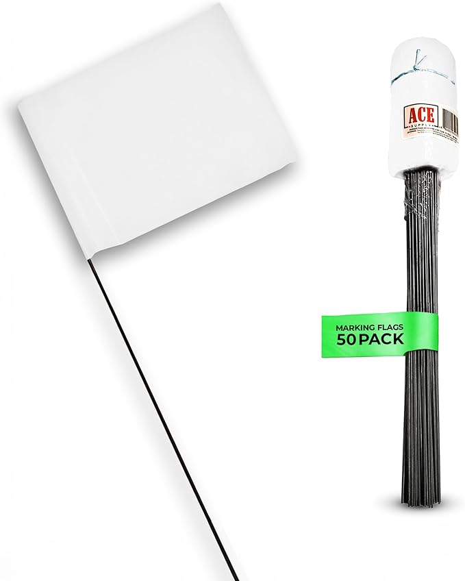 White Flags for Marking Yard - 4x5x15 Inch Invisible Fence Flags for Dogs - 50 Pack - Dog Invisible Fence Training Marker & Boundary Training-VerdiqueGarden