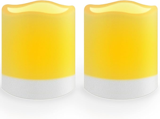 salipt Solar Powered Candles - 3.25" x 4" Waterproof LED Flameless Pillar Candle Set,Dusk to Dawn, Rechargeable Solar Battery Included,Waterproof for Patio Decor,Set of 2-VerdiqueGarden