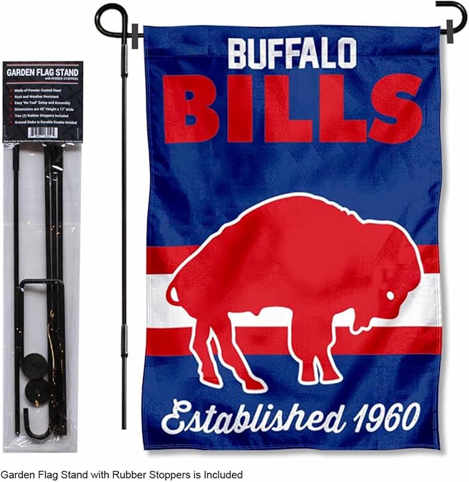 WinCraft Buffalo Bills Throwback Retro Vintage Garden Flag and Flagpole Mount-VerdiqueGarden