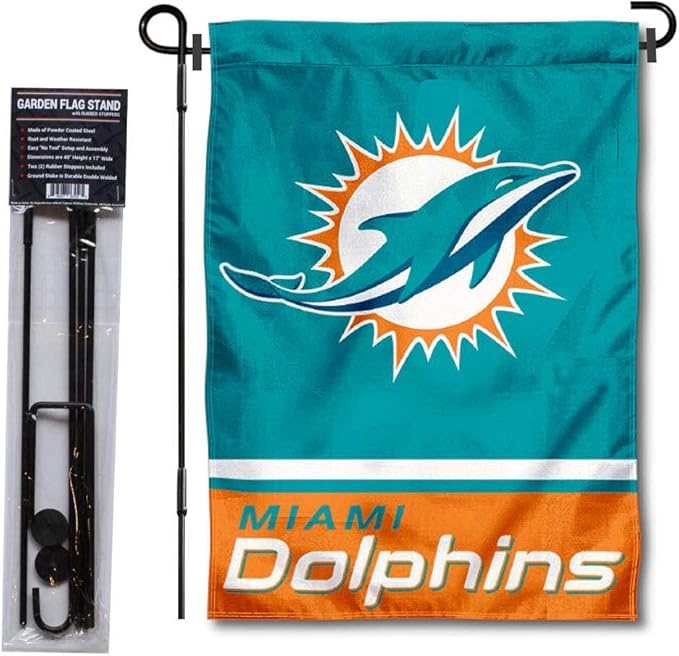 WinCraft Miami Dolphins Garden Flag with Stand Holder-VerdiqueGarden