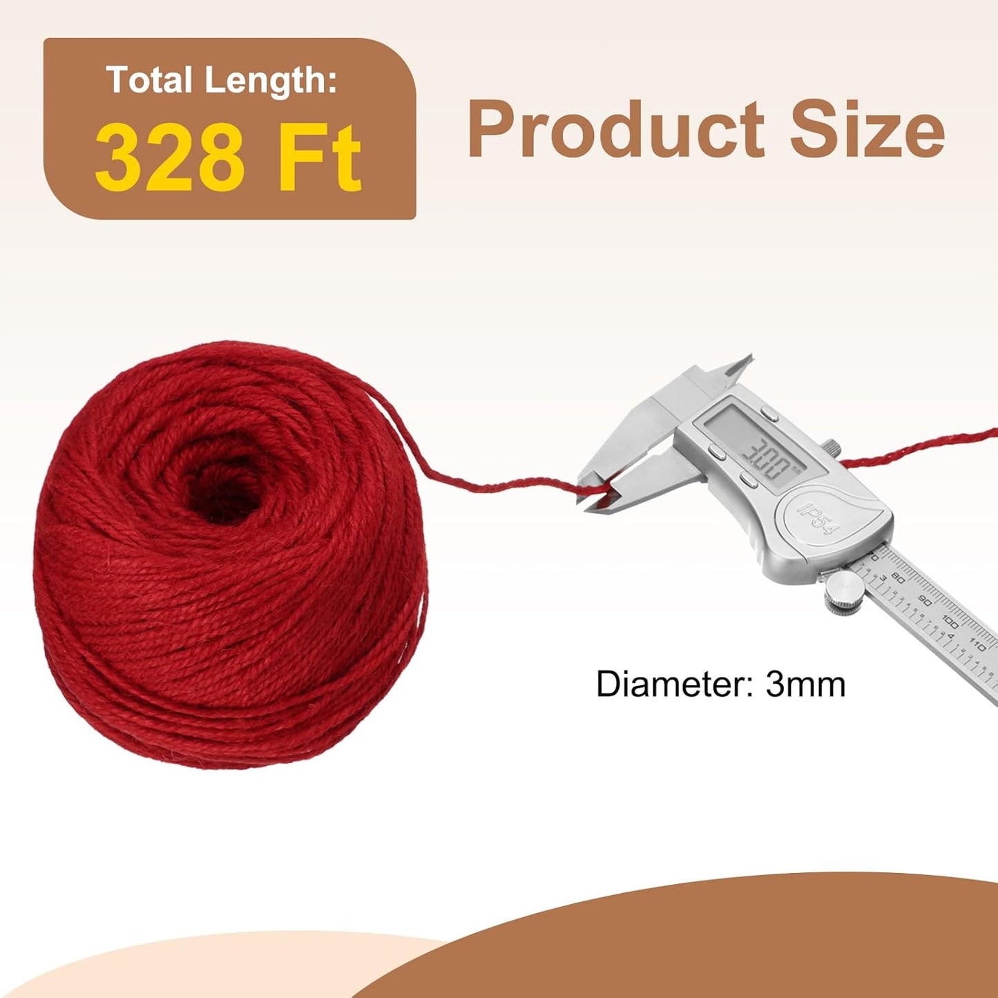 uxcell 328 Feet Natural Jute Twine String,3mm Thin Garden Twine Rope Colored Plant String Cord for DIY Art Crafts Gift Wrapping Decoration Packing Gardening Plant Hanger,Red-VerdiqueGarden