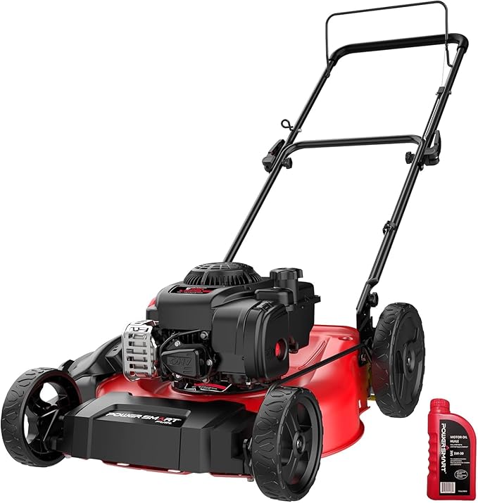 PowerSmart Gas Lawn Mower 21" with B&S 125cc Engine, 2-in-1 Mulching and Side Discharge, Easy Assembly & Lightweight, Cordless Push Lawn Mowers for Garden Yard-VerdiqueGarden