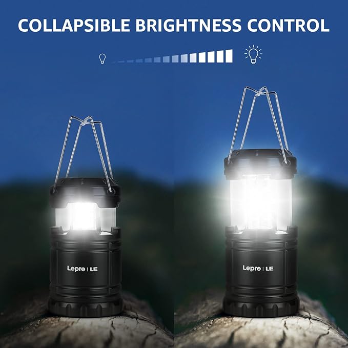 Lepro LED Camping Lanterns Battery Powered, Collapsible, IPX4 Water Resistant, Outdoor Portable Lights for Emergency, Hurricane, Storms and Outages-VerdiqueGarden