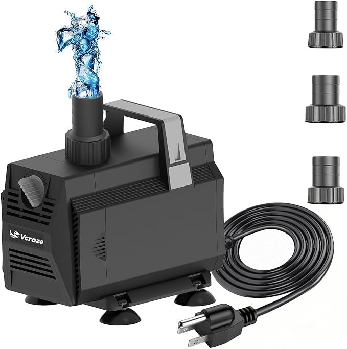 Submersible Water Pump 1050GPH/55W Fountain Pumps with Flow Control, Pond Pump Submersible Outdoor with 10ft 3-Core Power cable for Hydroponics, Aquarium, Waterfall, Statuary, Water feature-VerdiqueGarden