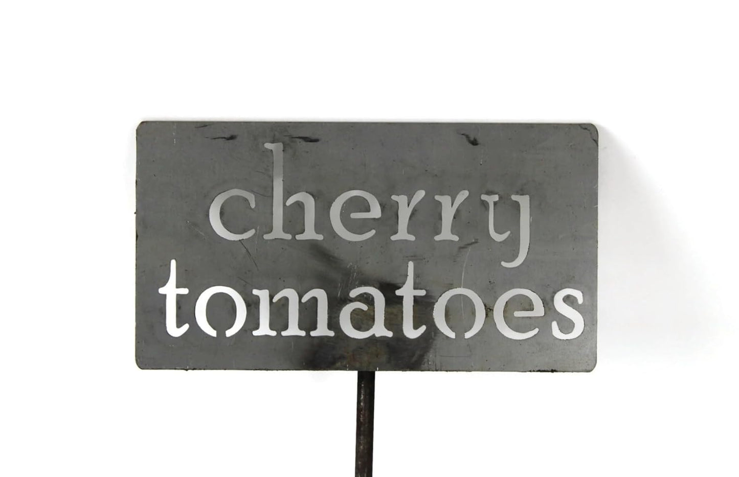 Classic Metal Garden Markers 19 Inches Tall (cherry tomatoes, Raw, Unfinished Steel (will rust with time))-VerdiqueGarden