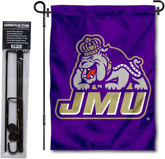 College Flags & Banners Co. James Madison Dukes JMU Garden Flag with Pole Stand Holder-VerdiqueGarden