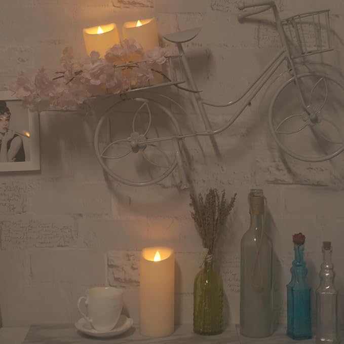 CANDLE CHOICE Waterproof Outdoor Battery Operated Flameless Pillar Candles with Timer White Plastic Realistic Flickering Electric LED Lights for Lantern Garden Wedding Christmas Decorations 9 Pack-VerdiqueGarden