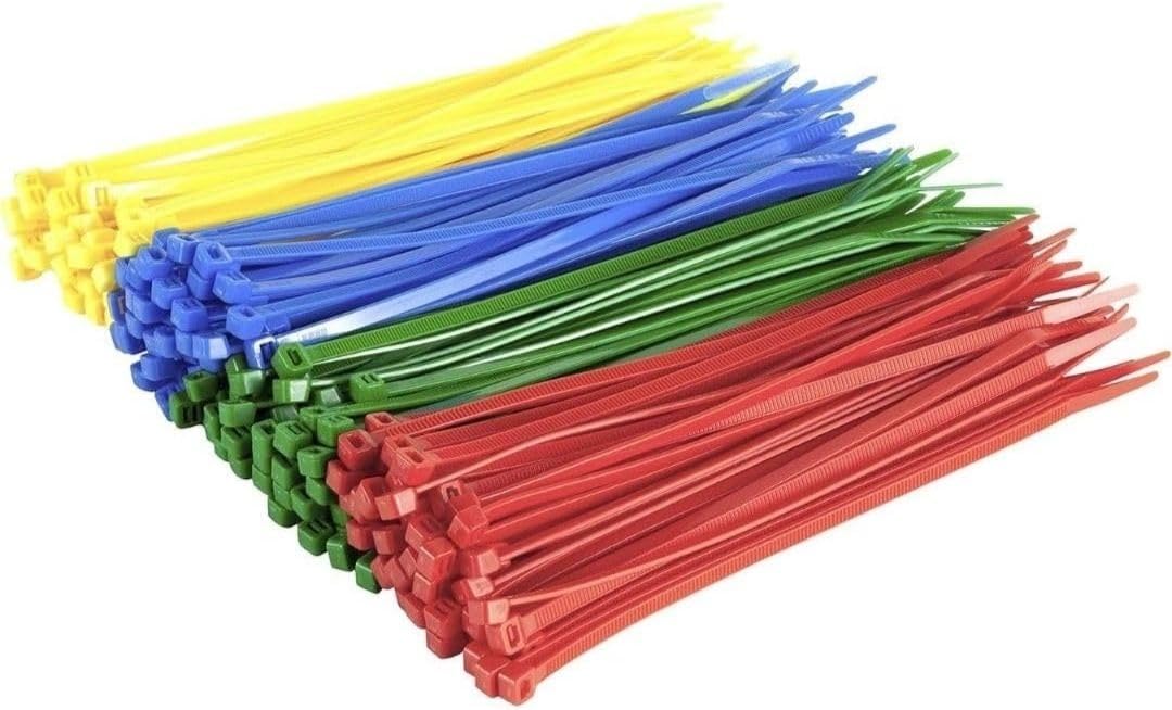 GTSE 12 Inch Mixed Colored Zip Ties, 200 Pack, 18lb Strength, UV Resistant Long Nylon Cable Ties, Self-Locking 8" Tie Wraps (Red, Blue, Green, Yellow)-VerdiqueGarden