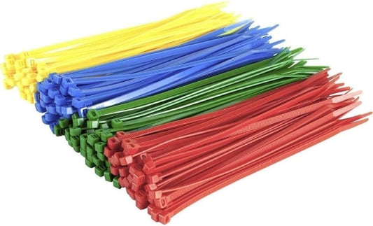 GTSE 12 Inch Mixed Colored Zip Ties, 200 Pack, 18lb Strength, UV Resistant Long Nylon Cable Ties, Self-Locking 8" Tie Wraps (Red, Blue, Green, Yellow)-VerdiqueGarden