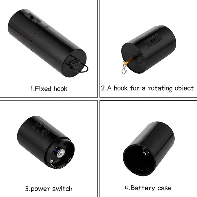 3 Pieces Hanging Black Rotating Motor Wind Spinner Mobile Battery Operated Motor Multi-Purposes Rotatable Hook for Garden Decoration Accessory Supplies-VerdiqueGarden