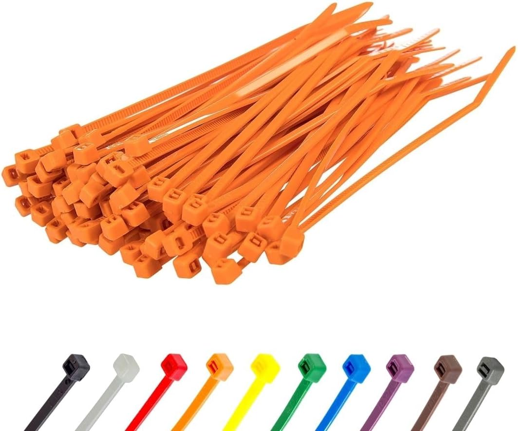 GTSE 6 Inch Orange Zip Ties, 100 Pack, 40lb Strength, UV Resistant Strong Nylon Cable Ties, Self-Locking 6" Tie Wraps-VerdiqueGarden