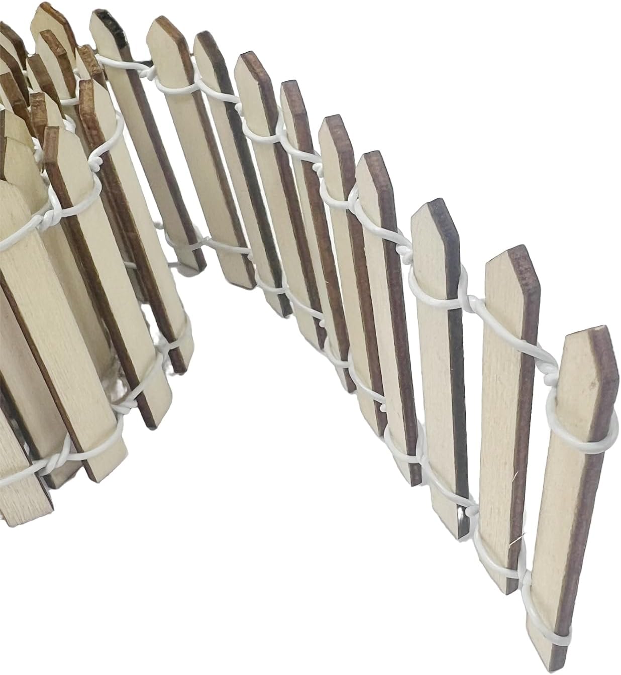 35 Inches Mini Fairy Garden Fence DIY Small Wood Decorative Picket Fence Micro Landscape Miniature Ornaments for Dollhouse, Crafts, Diorama Project, Plant Pot (Nature Wood-Brown Edge)-VerdiqueGarden