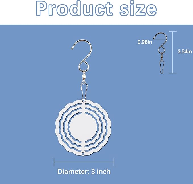 20 Pcs Sublimation Wind Spinner Blanks 3 Inch Bulk Aluminum Metal Ornaments Sublimation Blanks Products Heat Transfer Outdoor Garden Christmas Trees Decoration Sublimation Blank Wind Spinners-VerdiqueGarden