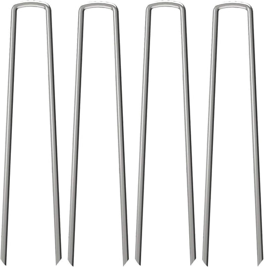 100 Pack 12" Garden Stakes Pins,Heavy Duty Garden Landscape Staples Stakes Pins Galvanized Landscape Fabric Staples Sod Ground Staple for Anchoring Weed Barrier Fabric-VerdiqueGarden