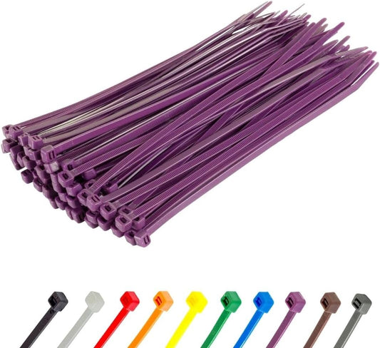 GTSE 8 Inch Purple Zip Ties, 100 Pack, 50lb Strength, UV Resistant Strong Nylon Cable Ties, Self-Locking 8" Tie Wraps-VerdiqueGarden