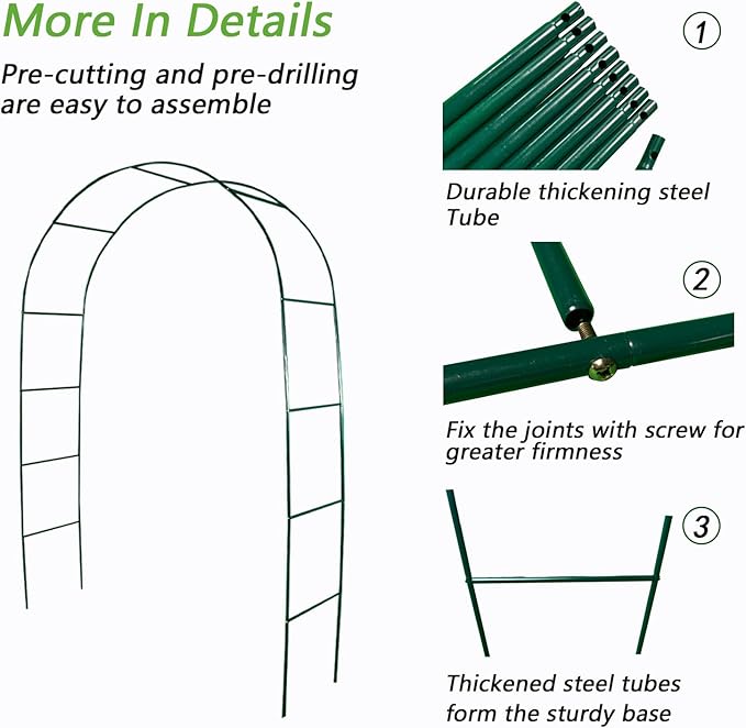100% Metal Garden Arch Trellis for Climbing Plants Outdoor, Assemble Freely 2 Sizes,Pumpkin Archway Outdoor Garden Arbors and Arches for Wedding Party Decoration-VerdiqueGarden