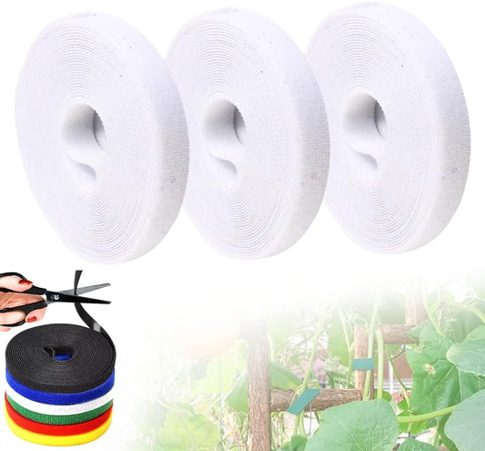 Reusable Plant Ties Tape for Climbing Plants, Garden Ties Tomato Plant Supports, Adjustable Garden Twine & Twist Ties Plant Ties for Outdoor Indoor Plants Stakes Gardening Supplies (White, 3 Rolls)-VerdiqueGarden
