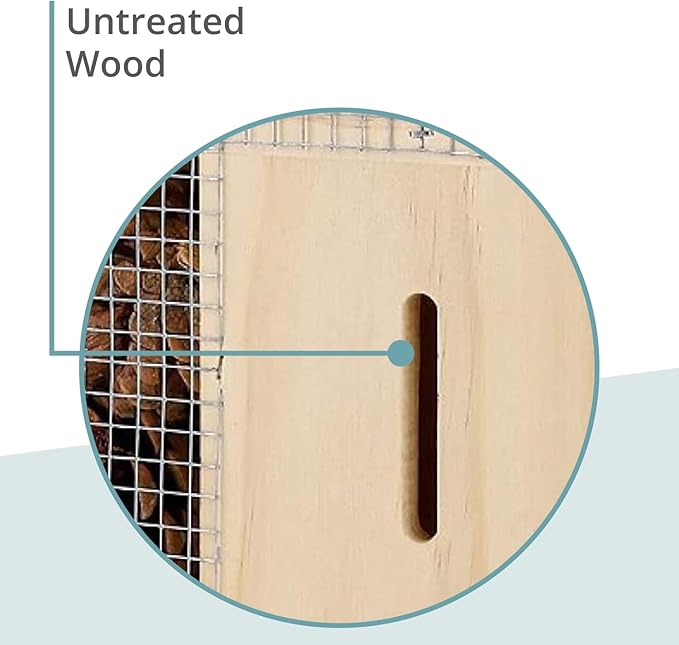 Small Insect Hotel with Bark Roof - Untreated Natural Wood Insect House for Bees, Ladybugs, Lacewings & Butterflies - Nesting Aid for Hanging, Bee Hotel-VerdiqueGarden