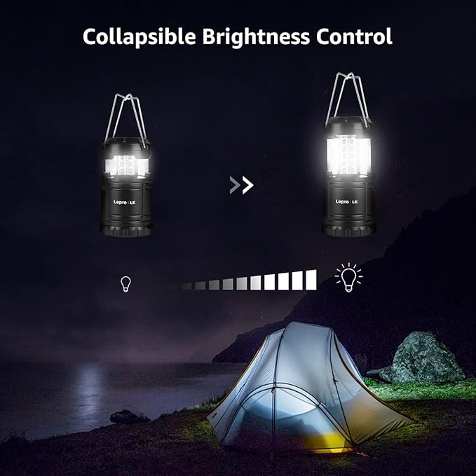 Lepro LED Camping Lanterns Battery Powered, Collapsible, IPX4 Water Resistant, Outdoor Portable Lights for Emergency, Hurricane, Storms and Outages-VerdiqueGarden