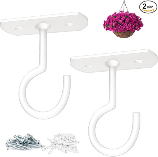 Ceiling Hooks for Hanging Plants 2.5in 2Pack Metal Plant Bracket Iron Wall Mount Lanterns Hangers for Hanging Bird Feeders, Lanterns, Wind Chimes, Planters, Outdoor Decoration Hooks-VerdiqueGarden