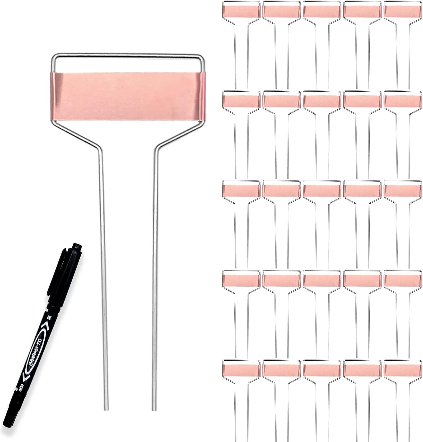 Wehhbtye 25 PCS 6 Inch Metal Plant Label Stakes-Copper Metal Plant Tags,High Copper Plate Plant Labels,Coppers Plant Tags with 1 Maker Pen for Flowers, Vegetables, Seedlings, Seed,etc-VerdiqueGarden