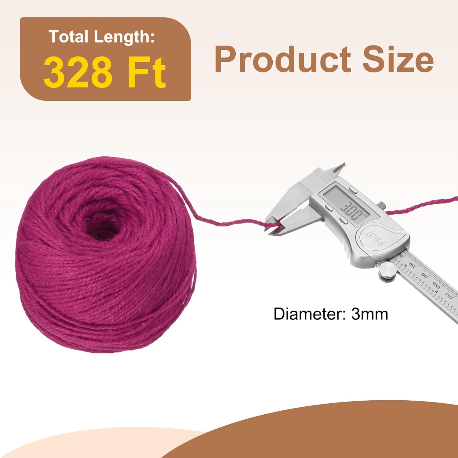 uxcell 328 Feet Natural Jute Twine String,3mm Thin Garden Twine Rope Colored Plant String Cord for DIY Art Crafts Gift Wrapping Decoration Packing Gardening Plant Hanger,Rose Red-VerdiqueGarden