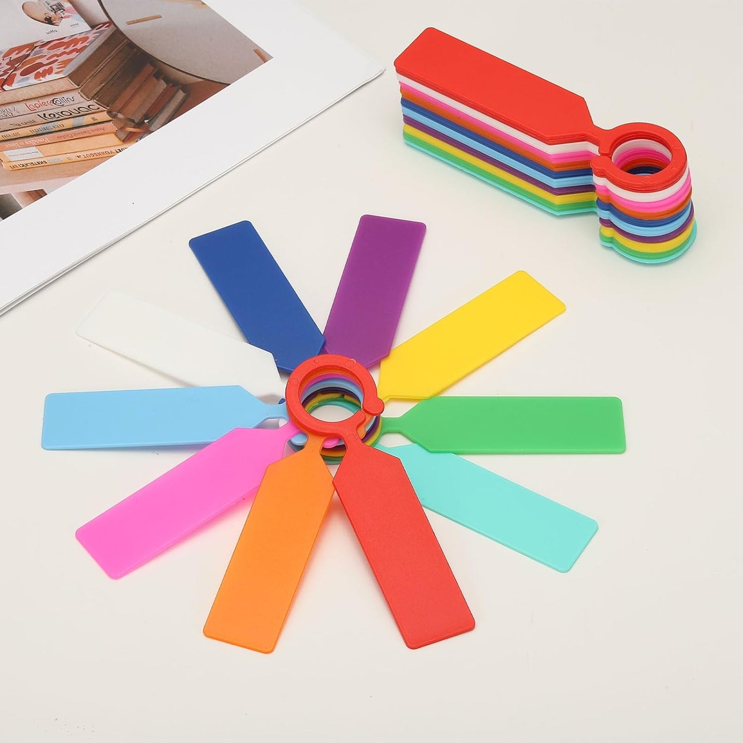 uxcell Waterproof Plastic Plant Labels, 100 Pcs 4.3 Inch Plant Hanging Labels, Color Hanging Plant Markers for Indoor Plants,Outdoor,Garden and Greenhouse (Red)-VerdiqueGarden