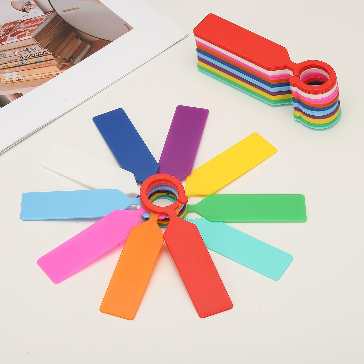 uxcell Waterproof Plastic Plant Labels, 100 Pcs 4.3 Inch Plant Hanging Labels, Color Hanging Plant Markers for Indoor Plants,Outdoor,Garden and Greenhouse (Red)-VerdiqueGarden