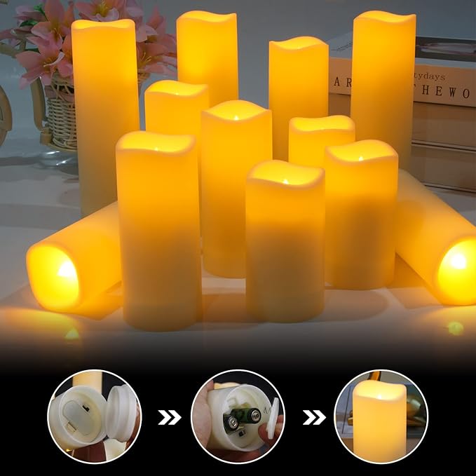 Metaku Flameless Flickering LED Candles - 24 Pack Ivory with Remote & Timer for Decoration-VerdiqueGarden
