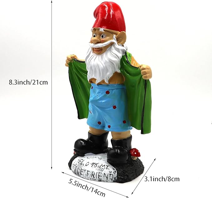 Tirifer 8.3inch/21cm Big Size Garden Gnome, Polyresin Outdoor Sculpture Gnome Statue Garden Figurine Art Garden Decoration for Lawn Yard Balcony Porch Patio-VerdiqueGarden