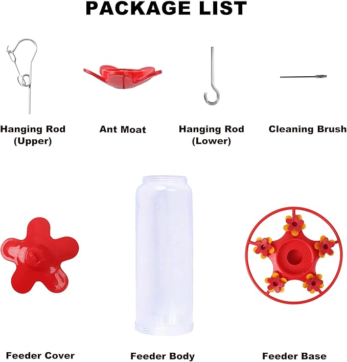 Hummingbird Feeders for Outdoors Hanging - 5 Feeding Ports 320 ml Plastic Hummingbird Feeder, Bee-Proof Leak-Proof No Drip, Easy to Clean with Cleaning Brush-VerdiqueGarden