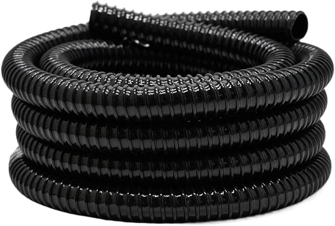 0.75 Inch Pond Tubing, 3/4" ID Corrugated Water Pipe, 20 Feet Length Flexible PVC Hose Pipe with Pipe Fittings, Aquarium, Pond Waterfall, Garden Pond Pump Drainage Tube Black-VerdiqueGarden